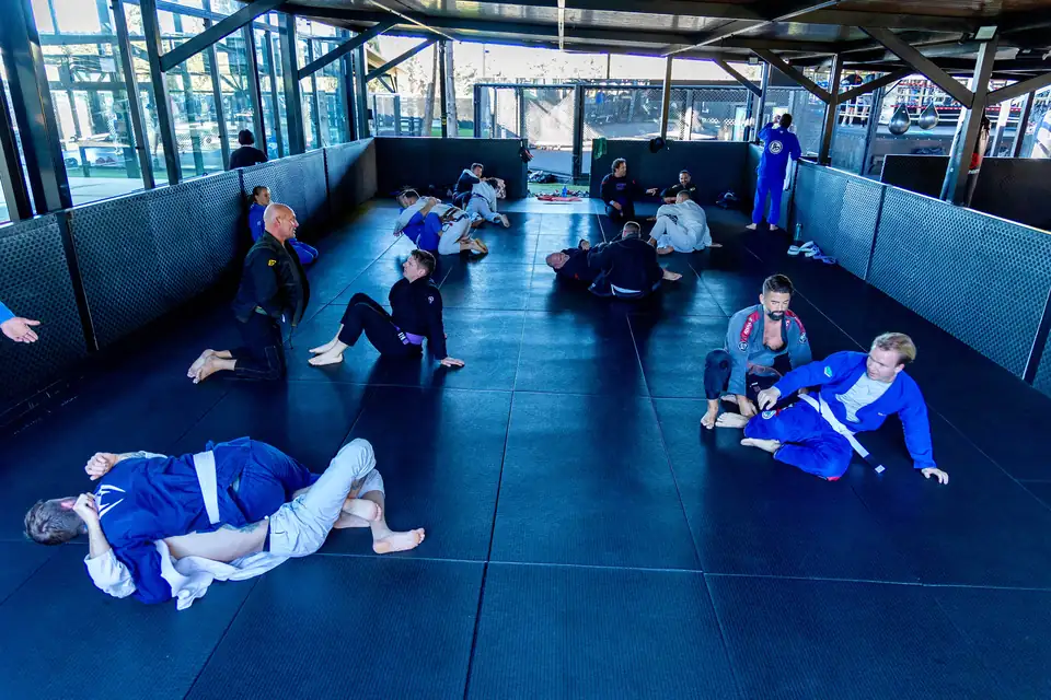 Members of The Flow Academy training together on the mat at Marbella